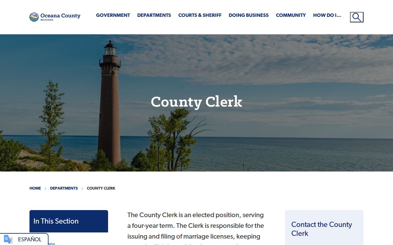 Oceana County court records County Clerk information