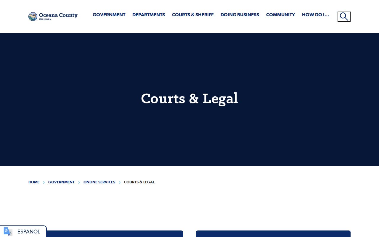 Oceana County court docket courts and legal services directory