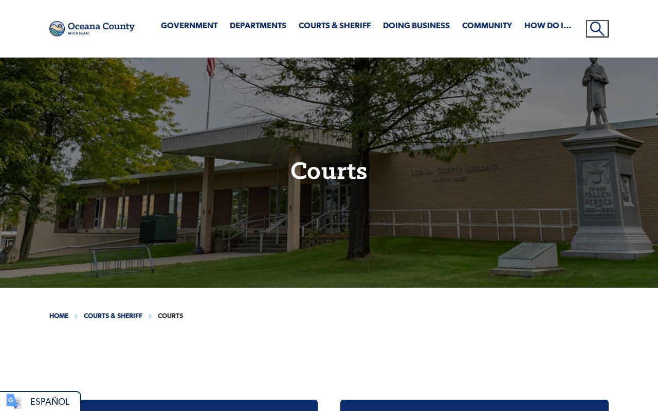 Oceana County court docket courts landing page