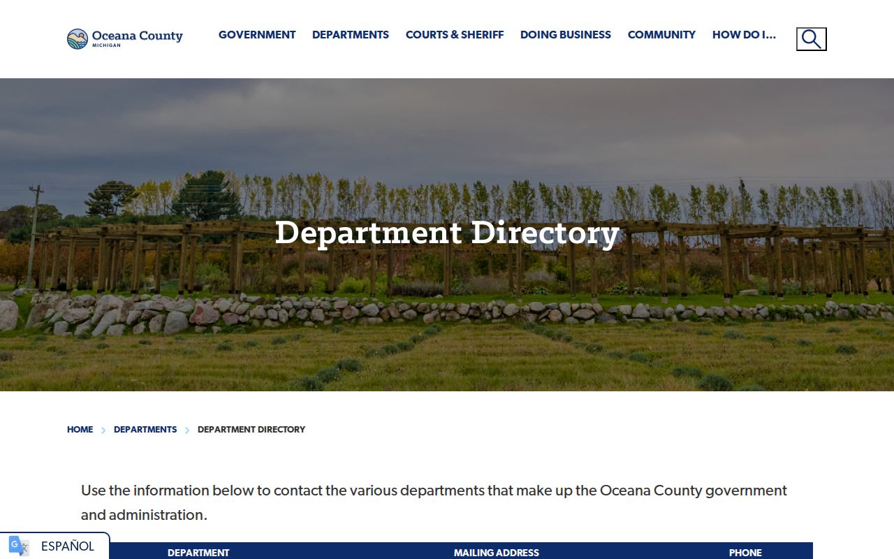 Oceana County court docket department directory