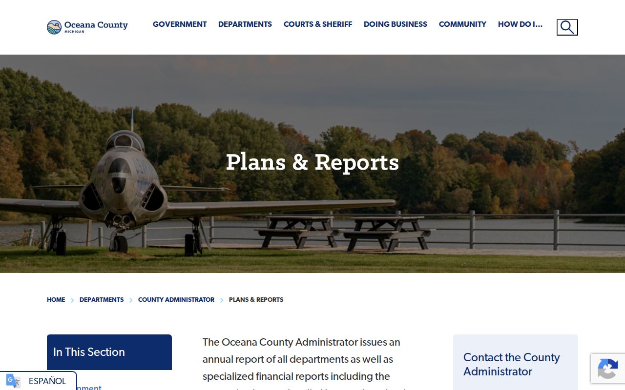 Oceana County court docket county administrator records page