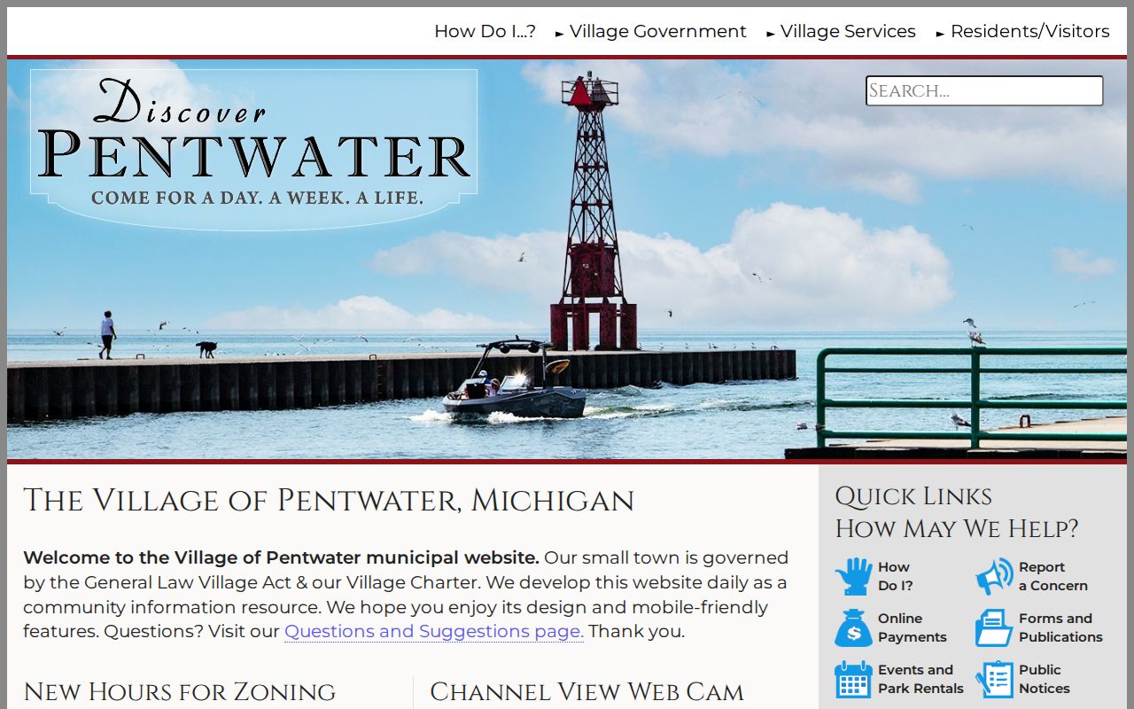 Pentwater court docket image of the official Village of Pentwater portal